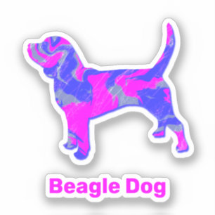 Adesivo Cachorro Beagle Hot Pink & Blue Vinyl Sticker