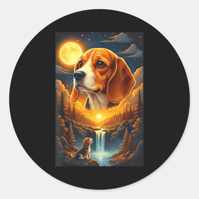 Adesivo Cachorro Beagle uivando para a lua (Frente)