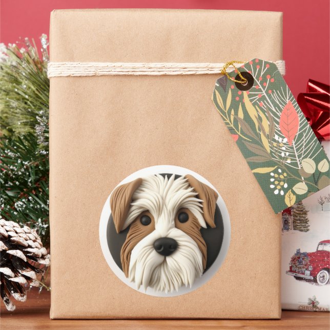 Adesivo Cachorro Biewer Terrier Inspirado em 3D (Feriado)