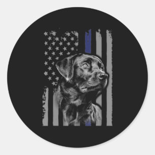 Adesivo Cachorro Black Labrador American Flag Thin Line