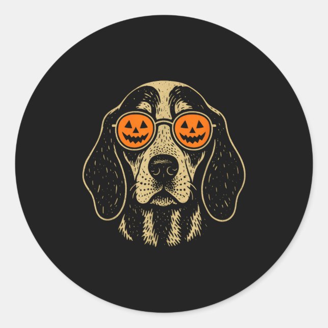 Adesivo Cachorro Bluetick Coonhound de Halloween com Abóbo (Frente)