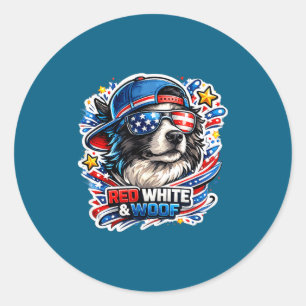Adesivo Cachorro border collie engraçado vermelho branco e