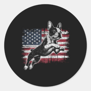 Adesivo Cachorro Boston Terrier Bandeira Americana 4 De Ju