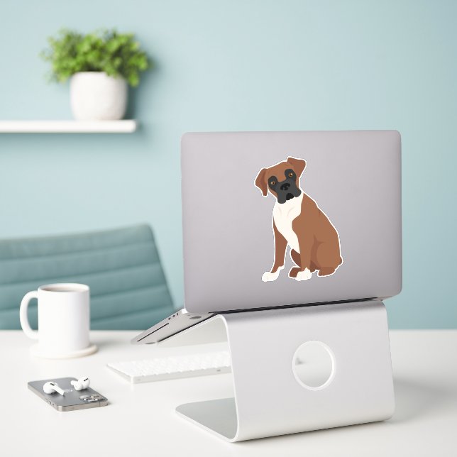 Adesivo Cachorro Boxer (Laptop na mesa)