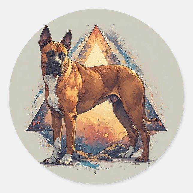 Adesivo Cachorro Boxer com Fundo Geométrico (Frente)