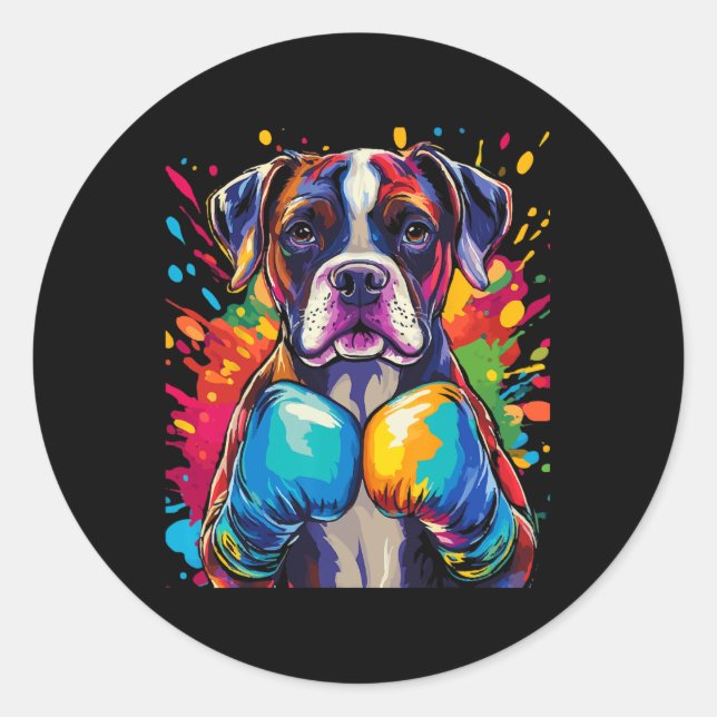Adesivo Cachorro-Boxer Com Luvas-Alça-Pintada (Frente)
