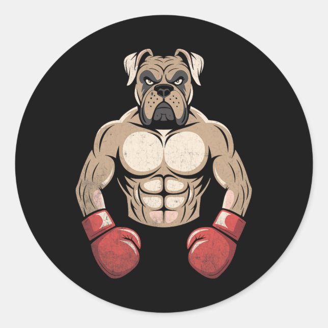 Adesivo Cachorro Boxer Luvas de Boxe Cães Pet Boxers Homen (Frente)