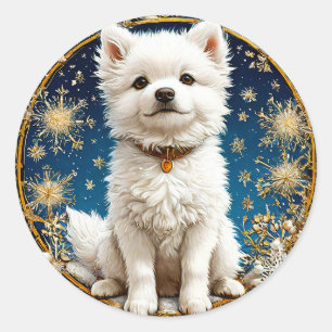 Adesivo cachorro branco fofinho
