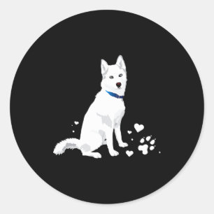 Adesivo Cachorro Branco Fofo Siberian Husky Doce Cachorro