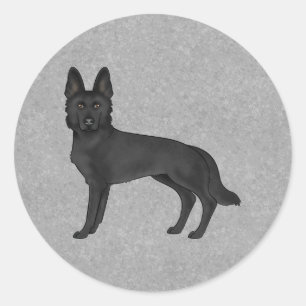 Adesivo Cachorro-branco-German shepherd preto em pé