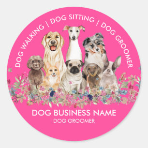 Adesivo Cachorro Branco Rosa Andador Groomer Pet