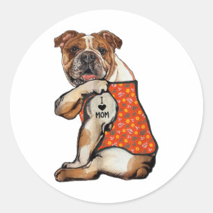 Adesivo Cachorro Buldogue Tatuagem Adoro Dia de as mães Fl