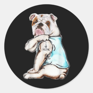 Adesivo Cachorro Buldogue Tatuagem Adoro Mãe Dia de as mãe