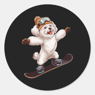 Adesivo Cachorro Cachorro Snowboard Divertido No inverno E