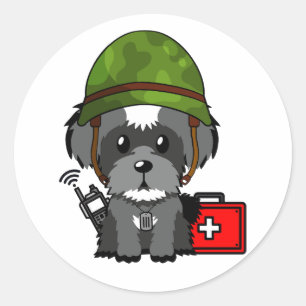 Adesivo Cachorro-Cachorro Vestindo capacete do exército