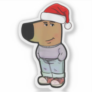 Adesivo Cachorro Cara Relaxada Chapéu de Natal Engraçado M