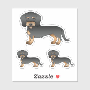 Adesivo Cachorro Cartoonista Dachshund de Cabelo Fio Preto