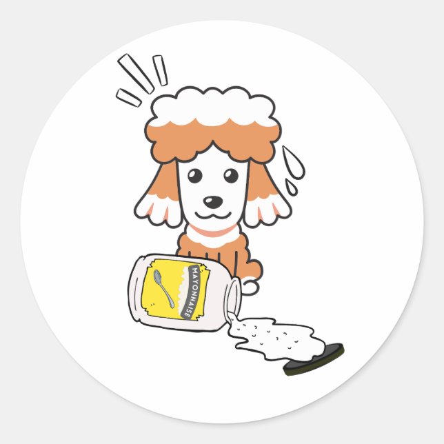 Adesivo Cachorro castanho engraçado derramou maionese (Frente)