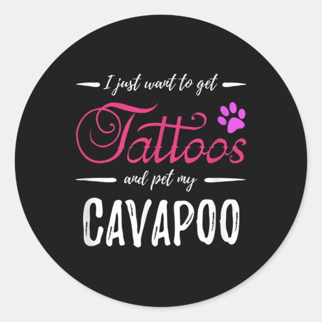 Adesivo Cachorro Cavapoo Lover Tatuagem Engraçada Cachorro (Frente)