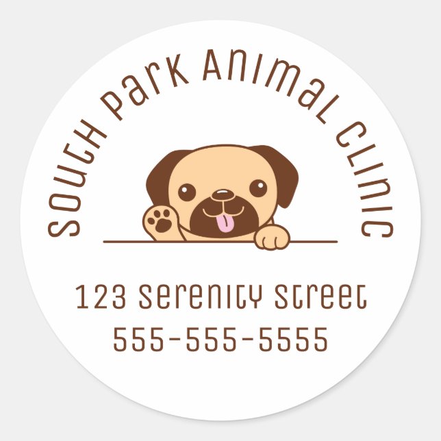 Adesivo Cachorro Cheio Purgando acima do Texto Personaliza (Frente)