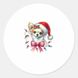 Adesivo Cachorro Chihuahua com Arco Coquette de Natal