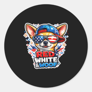 Adesivo Cachorro chihuahua engraçado vermelho branco e woo