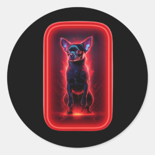 Adesivo Cachorro Chihuahua Preto Dança em Meio à Luz Verme
