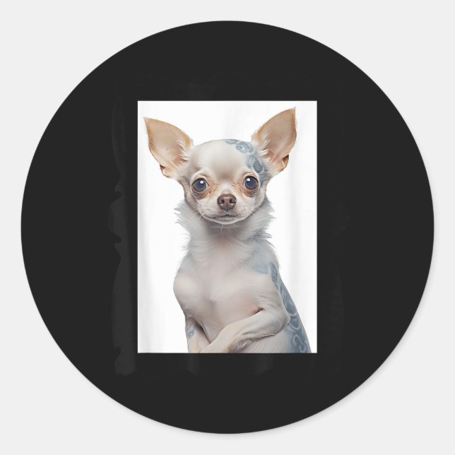 Adesivo Cachorro Chihuahua Steampunk Com Cachorro De Tatua (Frente)