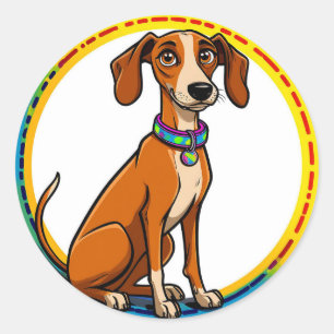 Adesivo Cachorro com Colar Colorido Dentro de Círculo Deco