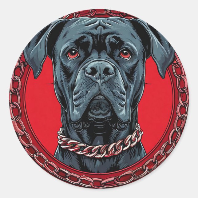 Adesivo Cachorro com Coleira de Corrente e Fundo Ousado (Frente)