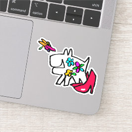 Adesivo Cachorro com Dragonfly desfruta de Andar Doodle