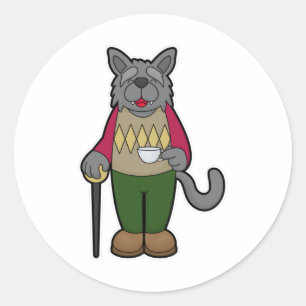 Adesivo Cachorro com taça de café