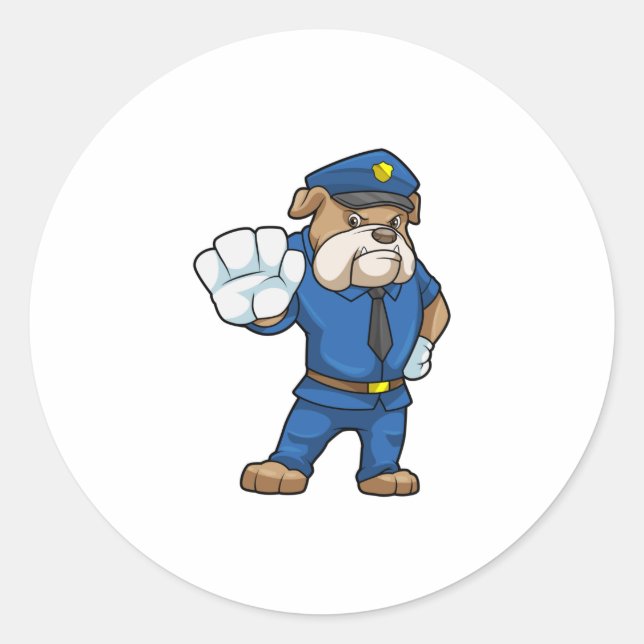 Adesivo Cachorro como agente da polícia com uniforme (Frente)
