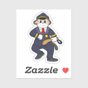 Adesivo Cachorro como agente da polícia com uniforme da po