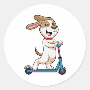 Adesivo Cachorro como Biker com Patinete