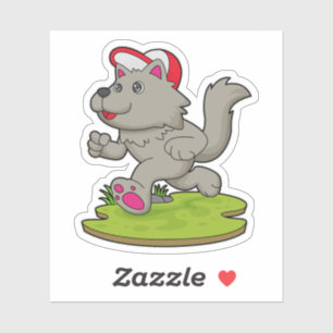 Adesivo Cachorro como corredor com Boné