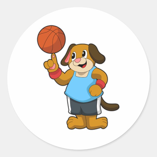 Adesivo Cachorro como jogador de basquetebol (Frente)