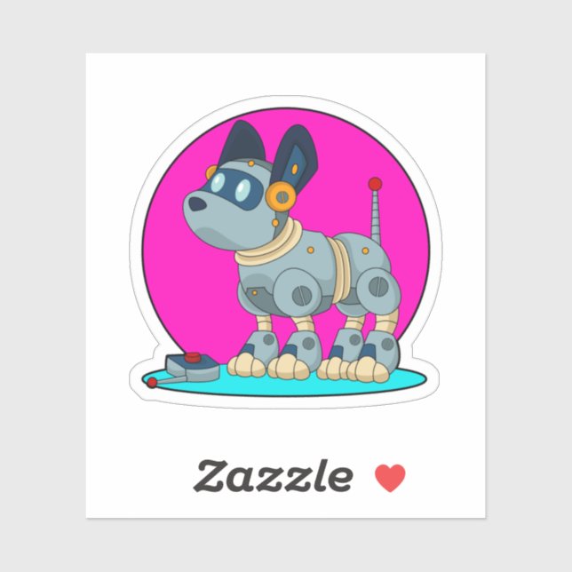 Adesivo Cachorro como Robô (Folha)