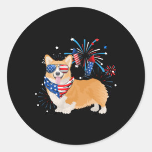 Adesivo Cachorro Corgi Bandeira Americana Dos EUA 4 De Jul