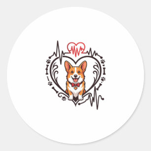 Adesivo Cachorro Corgi Coração Batimento Cardíaco Ekg Grav