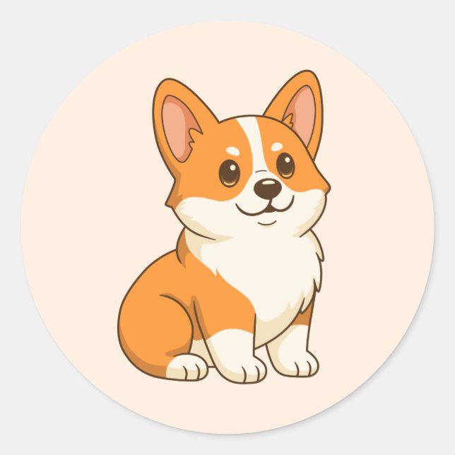 Adesivo Cachorro Corgi Fofo Bege (Frente)