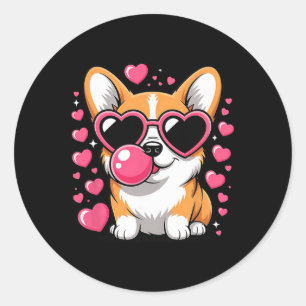 Adesivo Cachorro Corgi Fofo Coração Camisetas Dia dos Namo