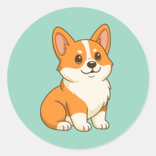 Adesivo Cachorro Corgi Fofo Verde