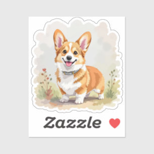 Adesivo Cachorro Corgi Galês Pembroke Vermelho Fofo