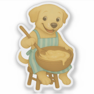 Adesivo Cachorro Cozinhar Cozy Clipart - Feliz Labrador