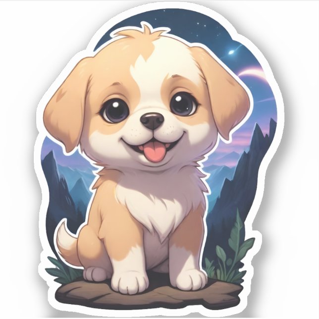 Adesivo Cachorro Curioso em uma Rocha (Frente)