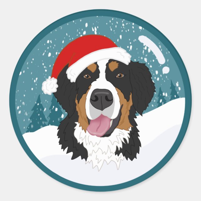 Adesivo Cachorro da Montanha Bernese de Natal (Frente)