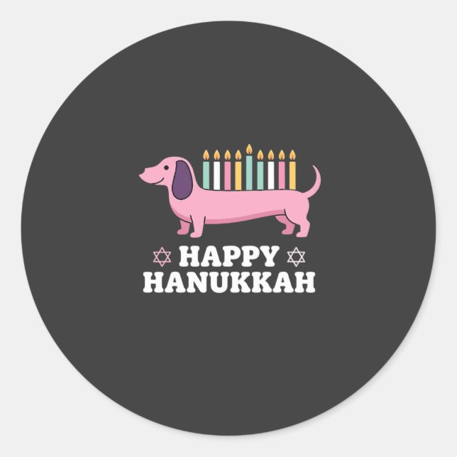 Adesivo Cachorro Dachshund Feliz Hanukkah (Frente)