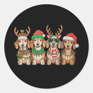 Adesivo Cachorro Dachshund Natal Luzes de Natal Chapéu do