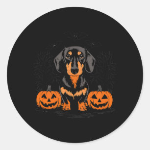 Adesivo Cachorro Dachshund Preto e Dourado de Halloween Co